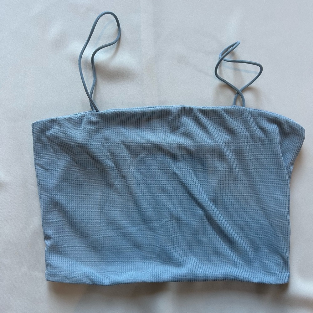 SHEIN Light Blue Ribbed Bralette